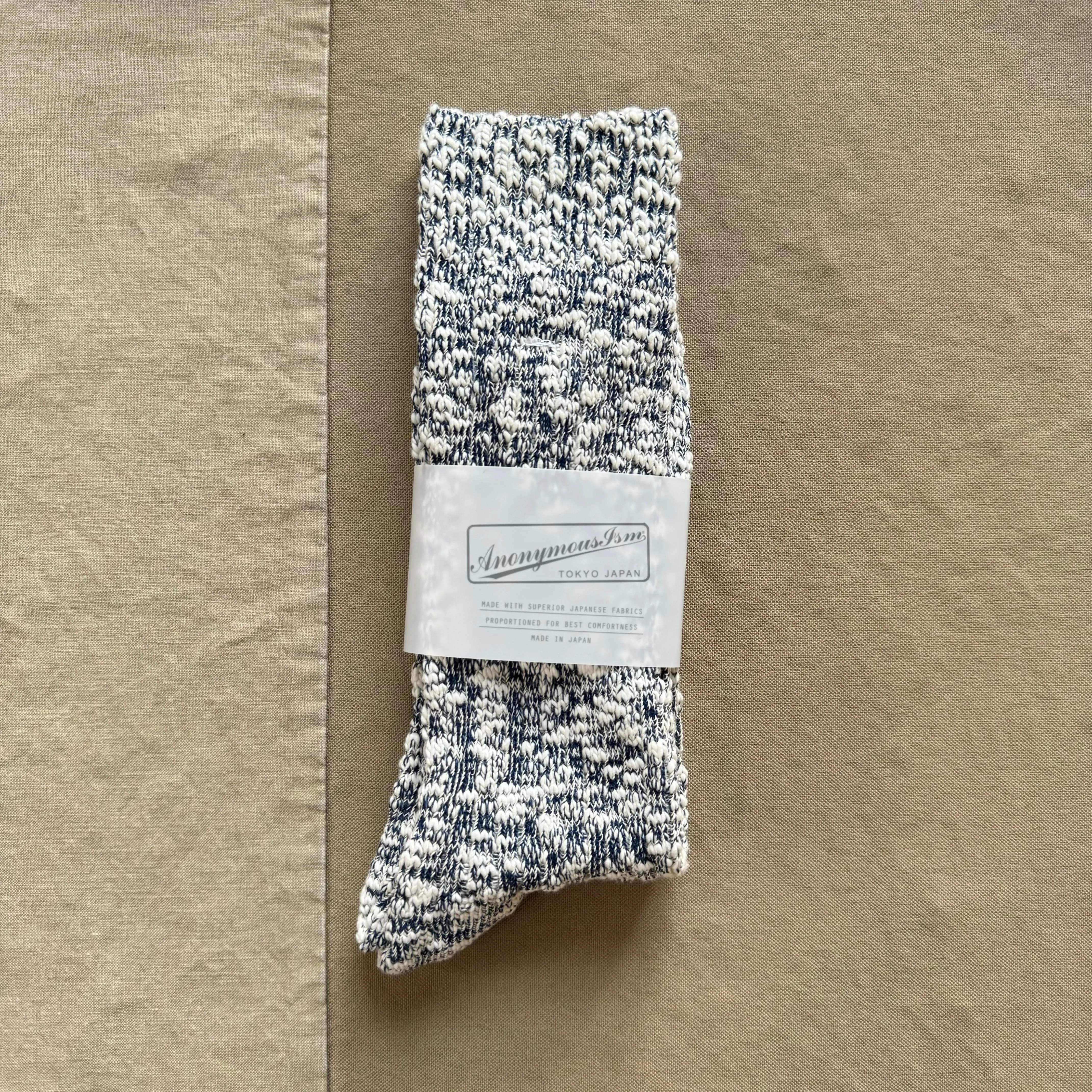 Lightweight Slub Crew Socks, Navy