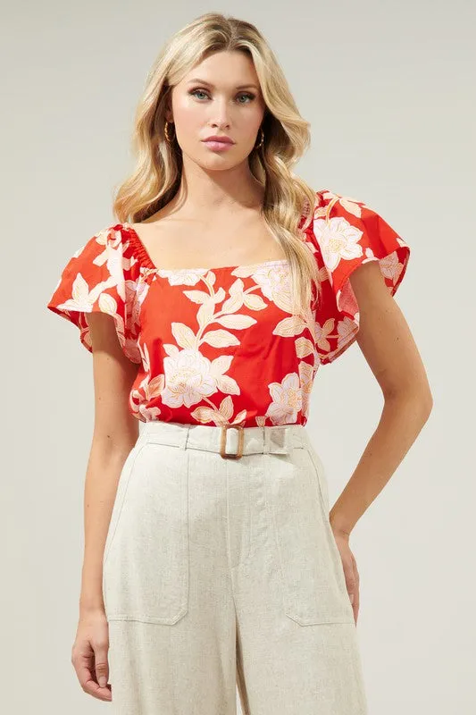 Lilo Tropics Flutter Sleeve Top