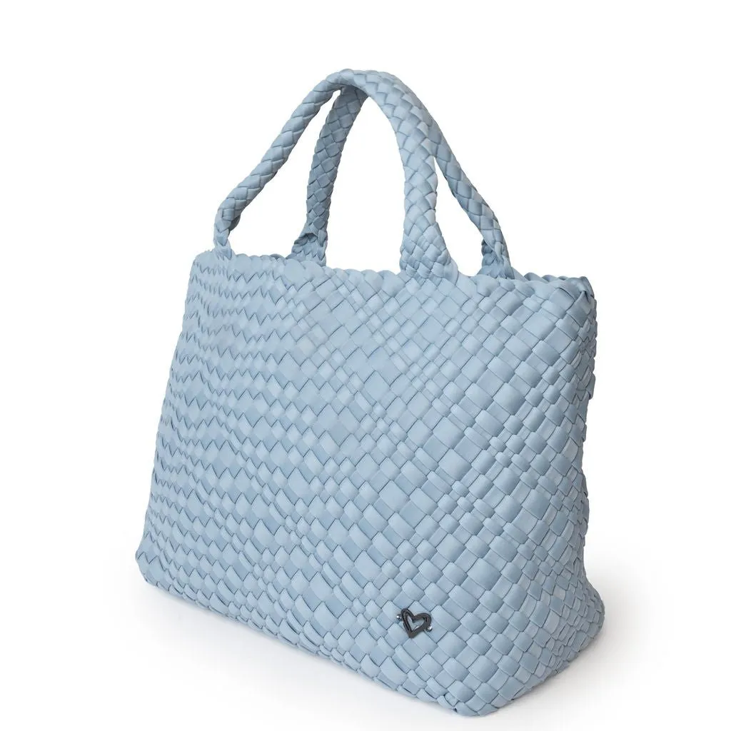 London Large Woven Tote - Sky Blue