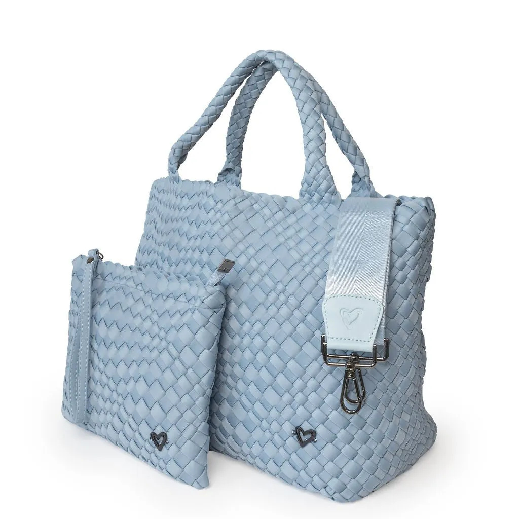 London Large Woven Tote - Sky Blue