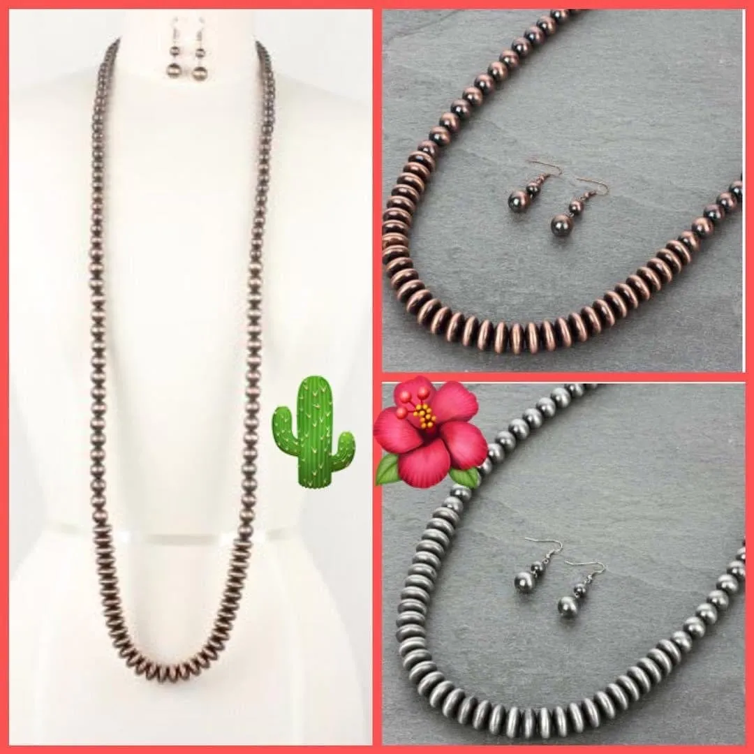 Long 48” Western Navajo Disk/Ball NECKLACE SET