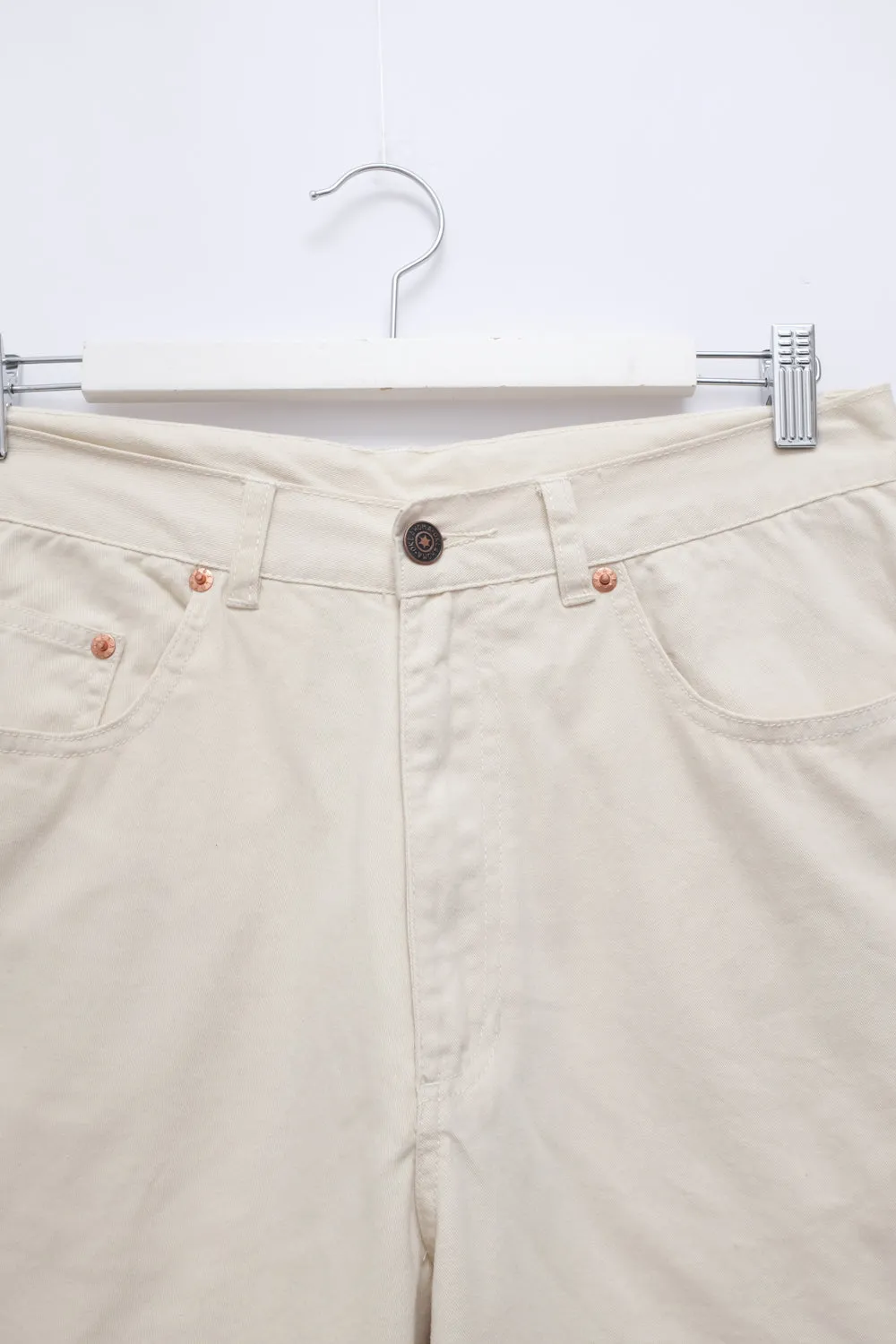 LONG CREAM VINTAGE COTTON SHORTS