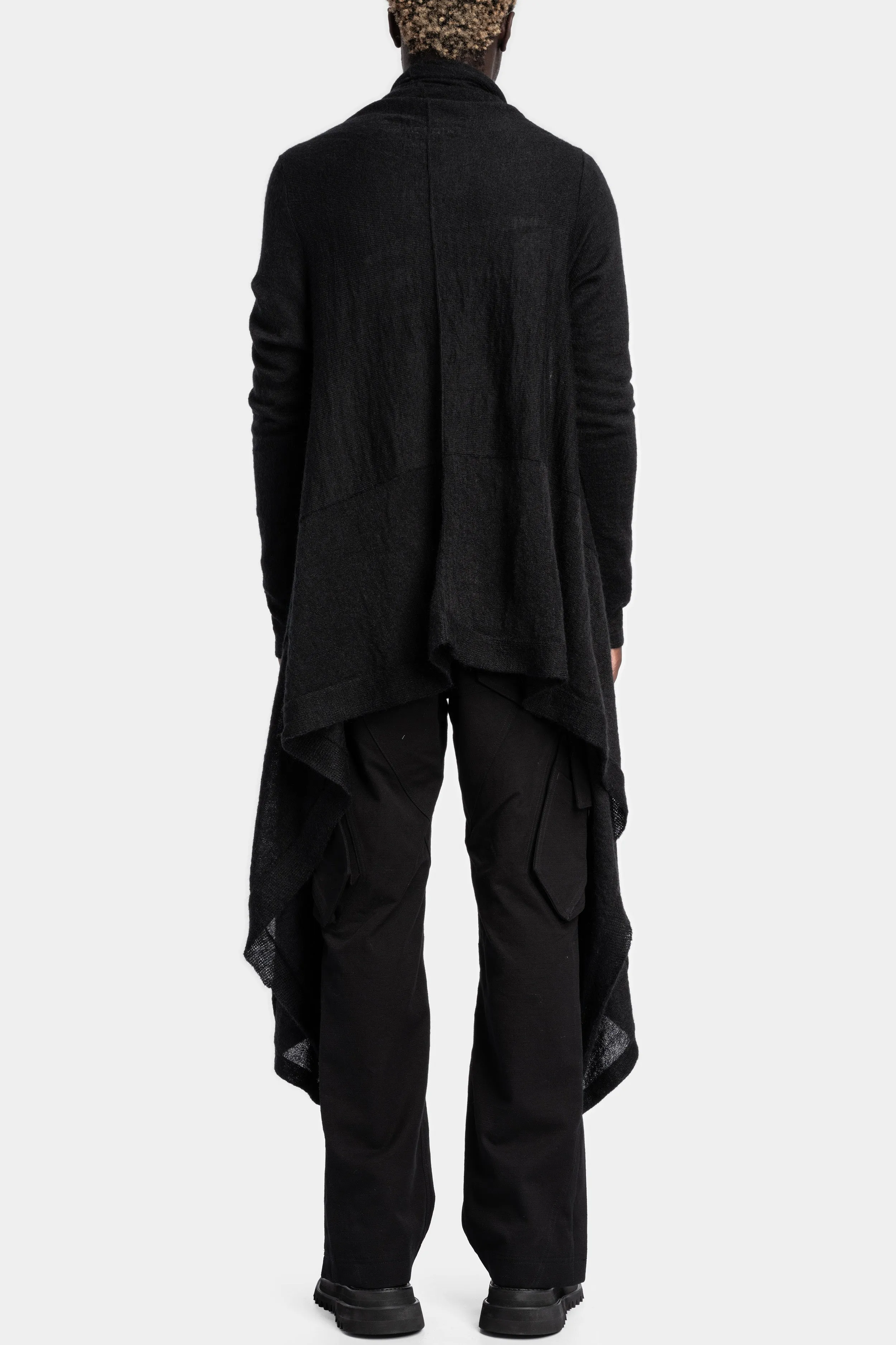 Long wool blend cardigan, Black