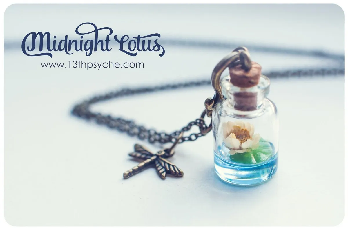 Lotus flower bottle pendant necklace