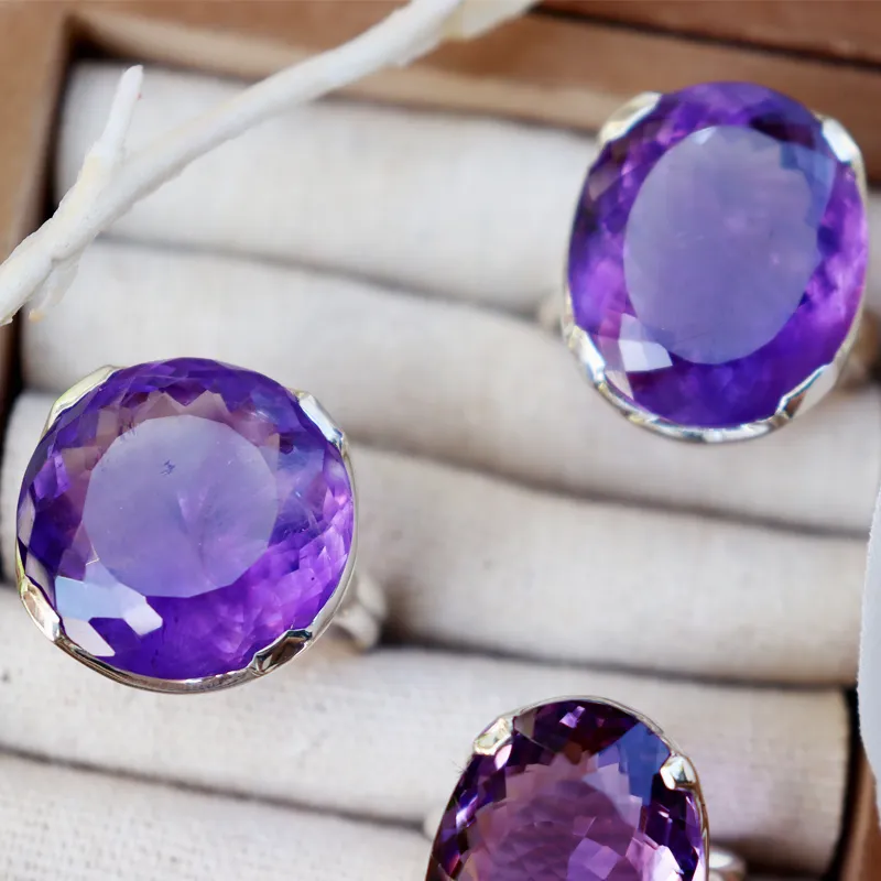 Maan Amethyst Gemstone Boho Ring