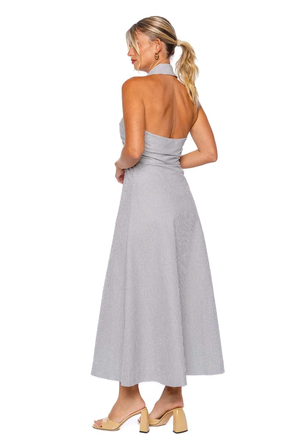 Mackey Seersucker Halter Midi Dress