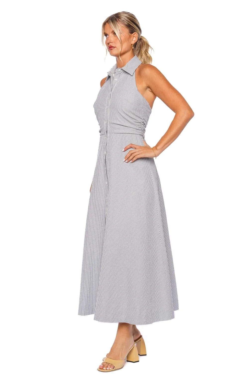 Mackey Seersucker Halter Midi Dress