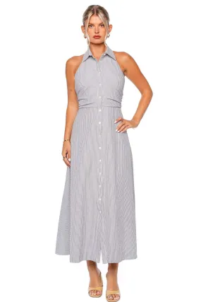 Mackey Seersucker Halter Midi Dress