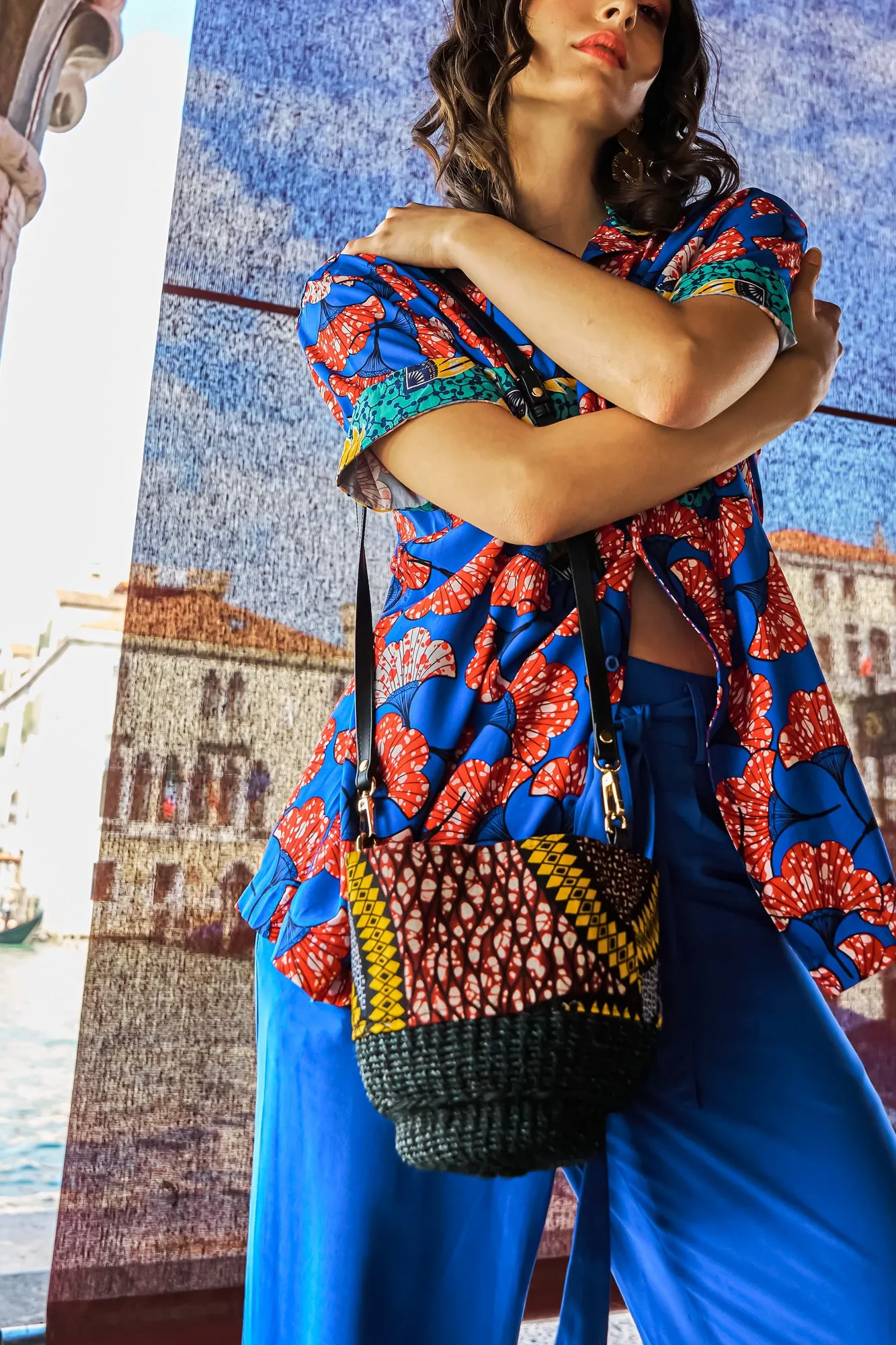 Makiling Bucket Bag - Yellow African Ankara Wax Cotton Print