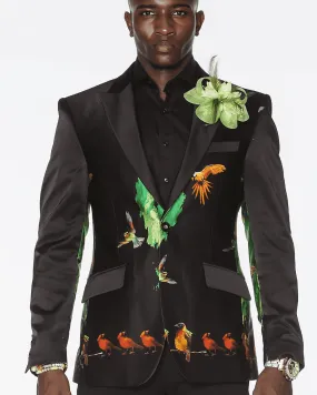 Men's  Blazer silk - Birds