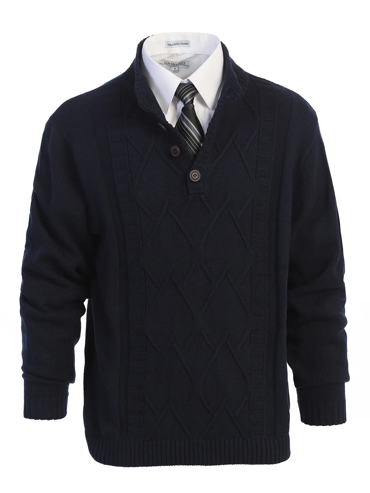 Men's Button Down Collar Pullover Sweater