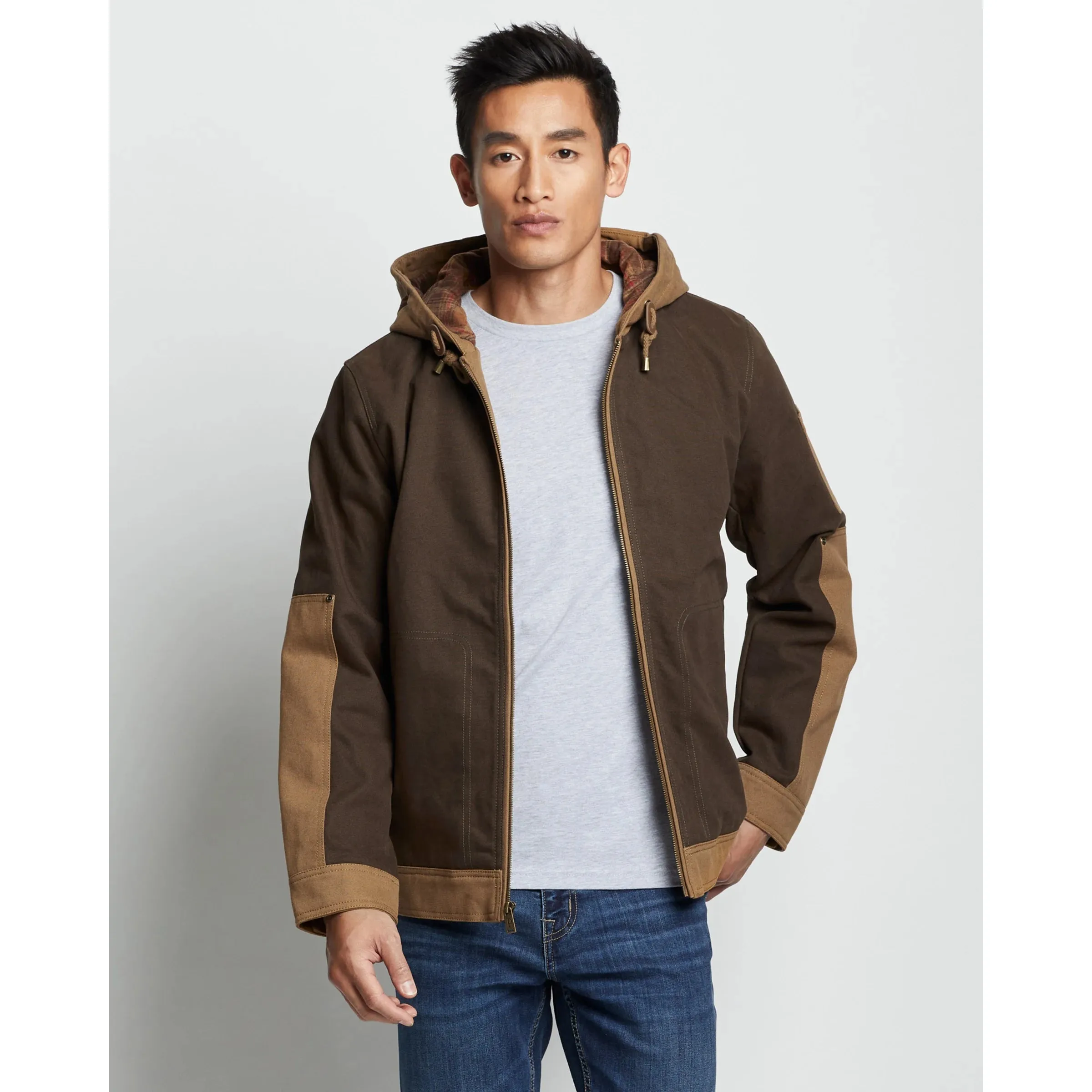 Men's Pendleton | Canvas Hooded Jacket | Brown and Olive