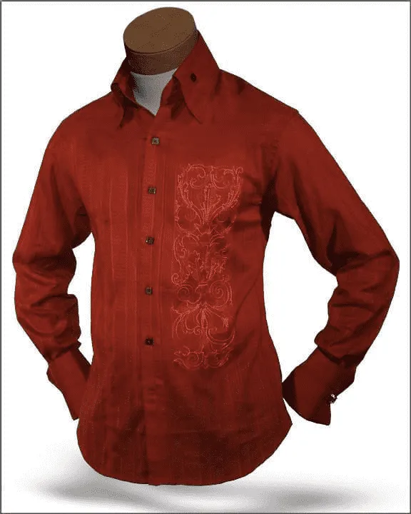 Men's Shirts, Dante Rust, Embroidery -  High Collar