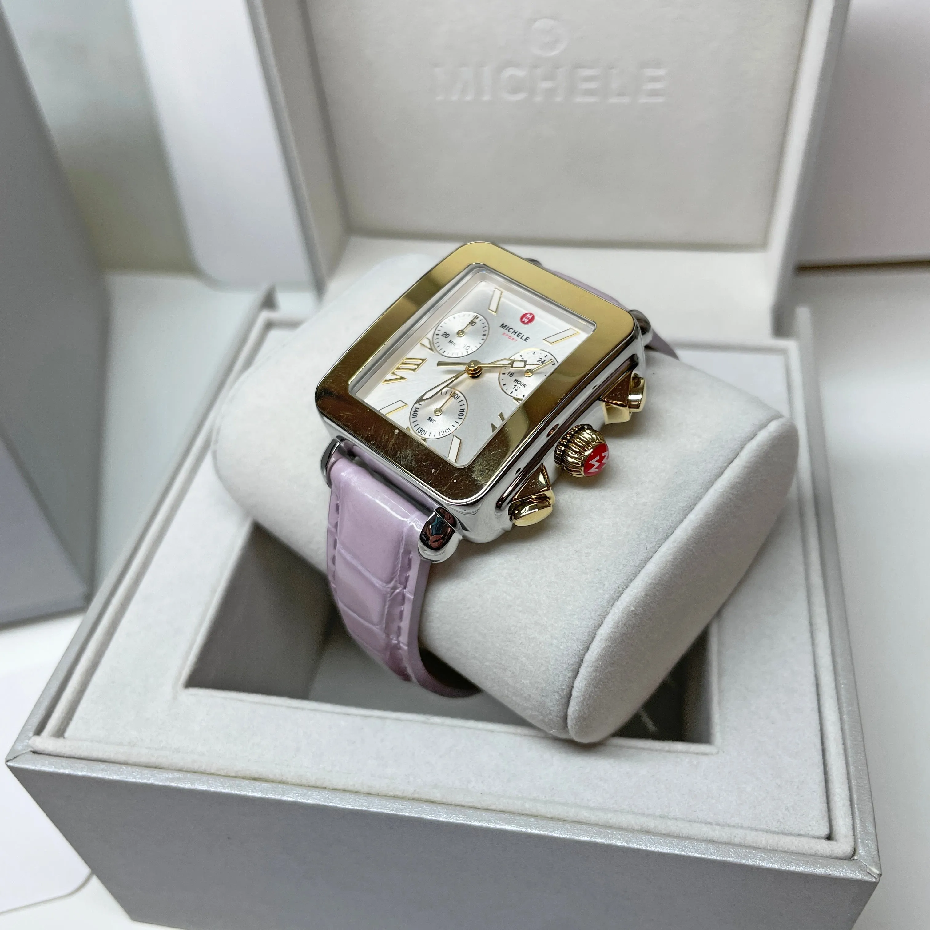 Michele Deco Sport Two-Tone Lavender Leather Watch MWW06K000064