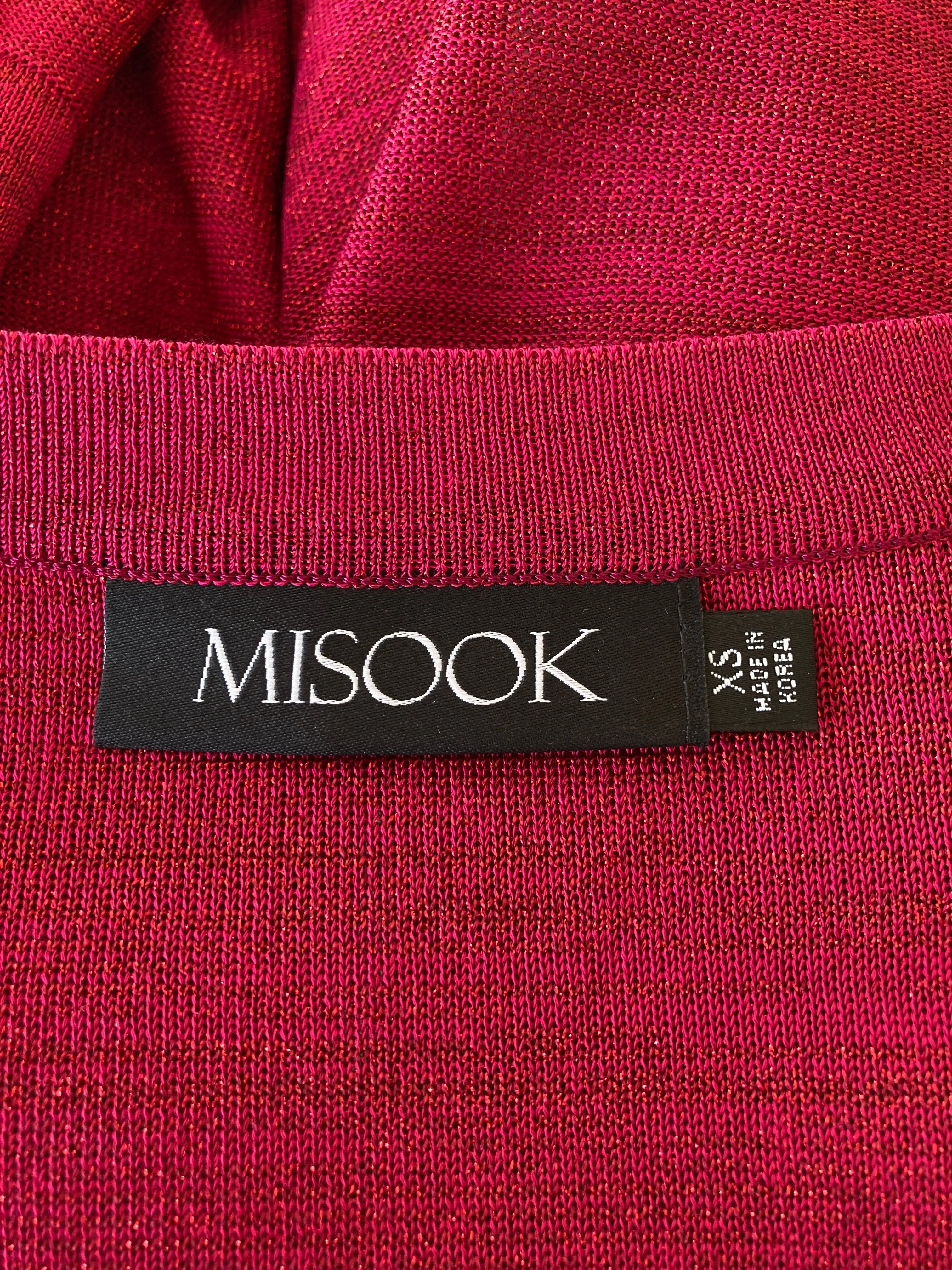 Misook Cranberry Red Sequin Metallic Sweater Set, XS