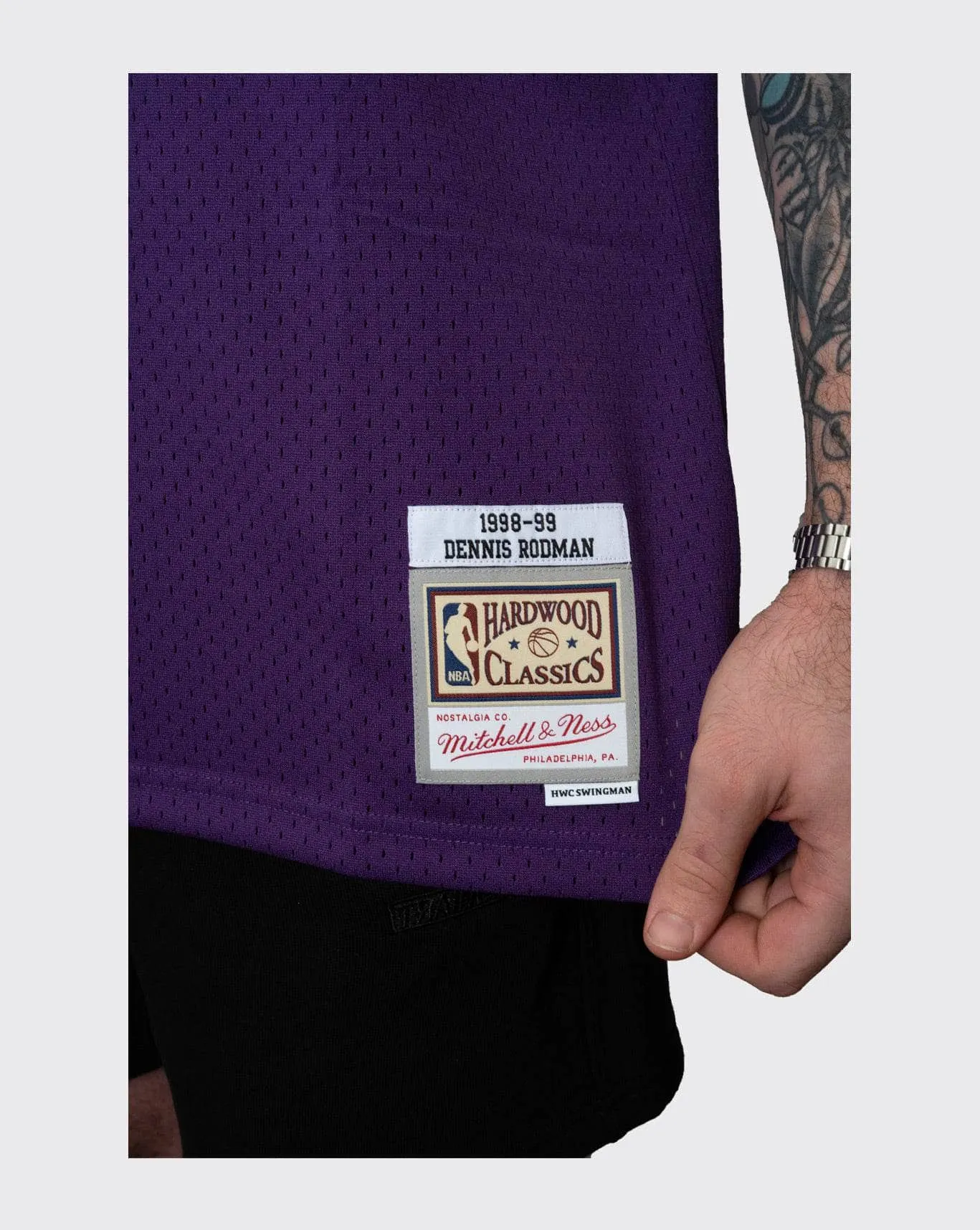 mitchell and ness lakers rodman 98-99 jersey purple