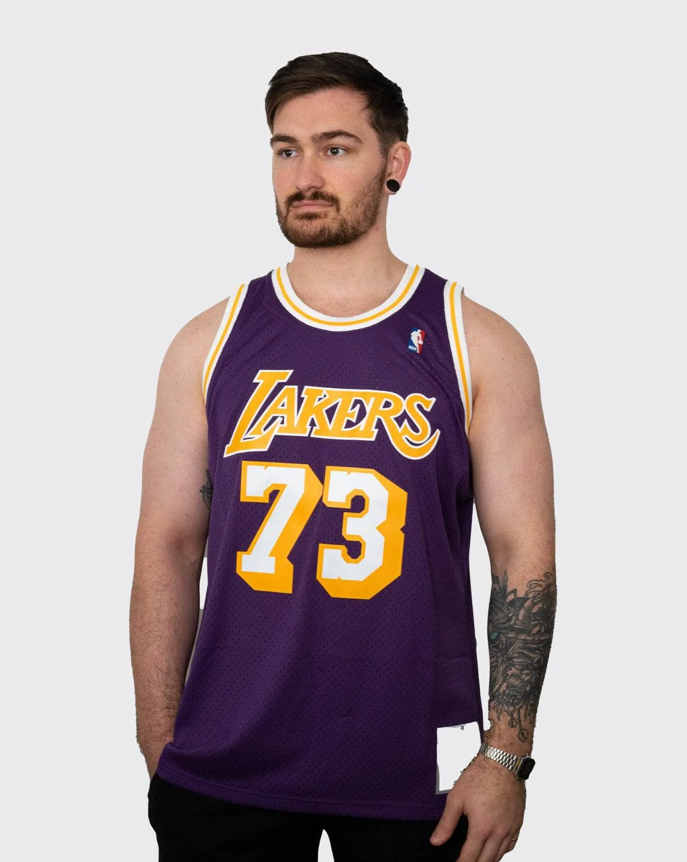 mitchell and ness lakers rodman 98-99 jersey purple