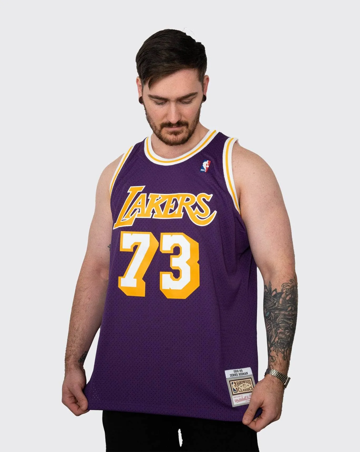 mitchell and ness lakers rodman 98-99 jersey purple