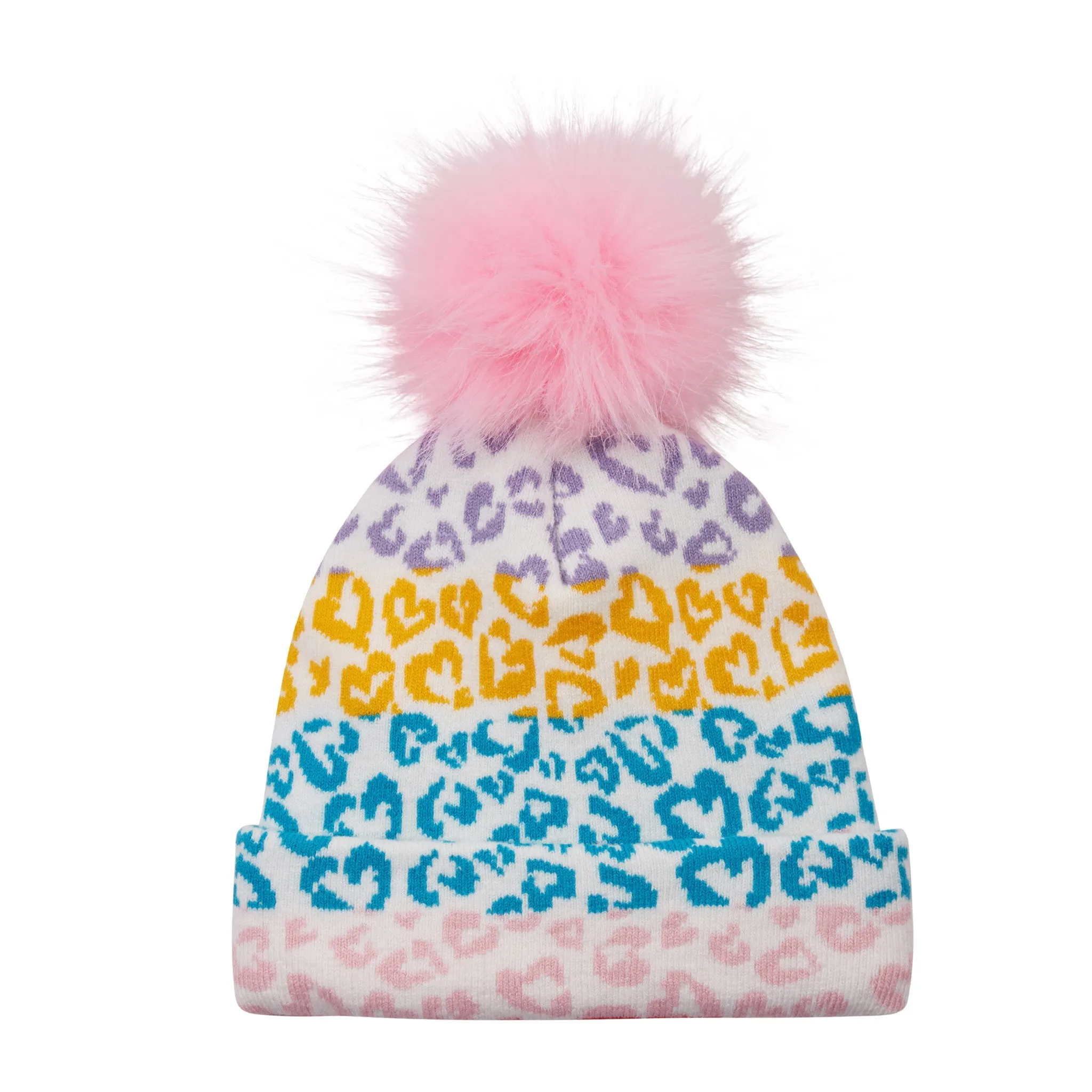 Multicolor Hearts Winter Hat & Gloves Set