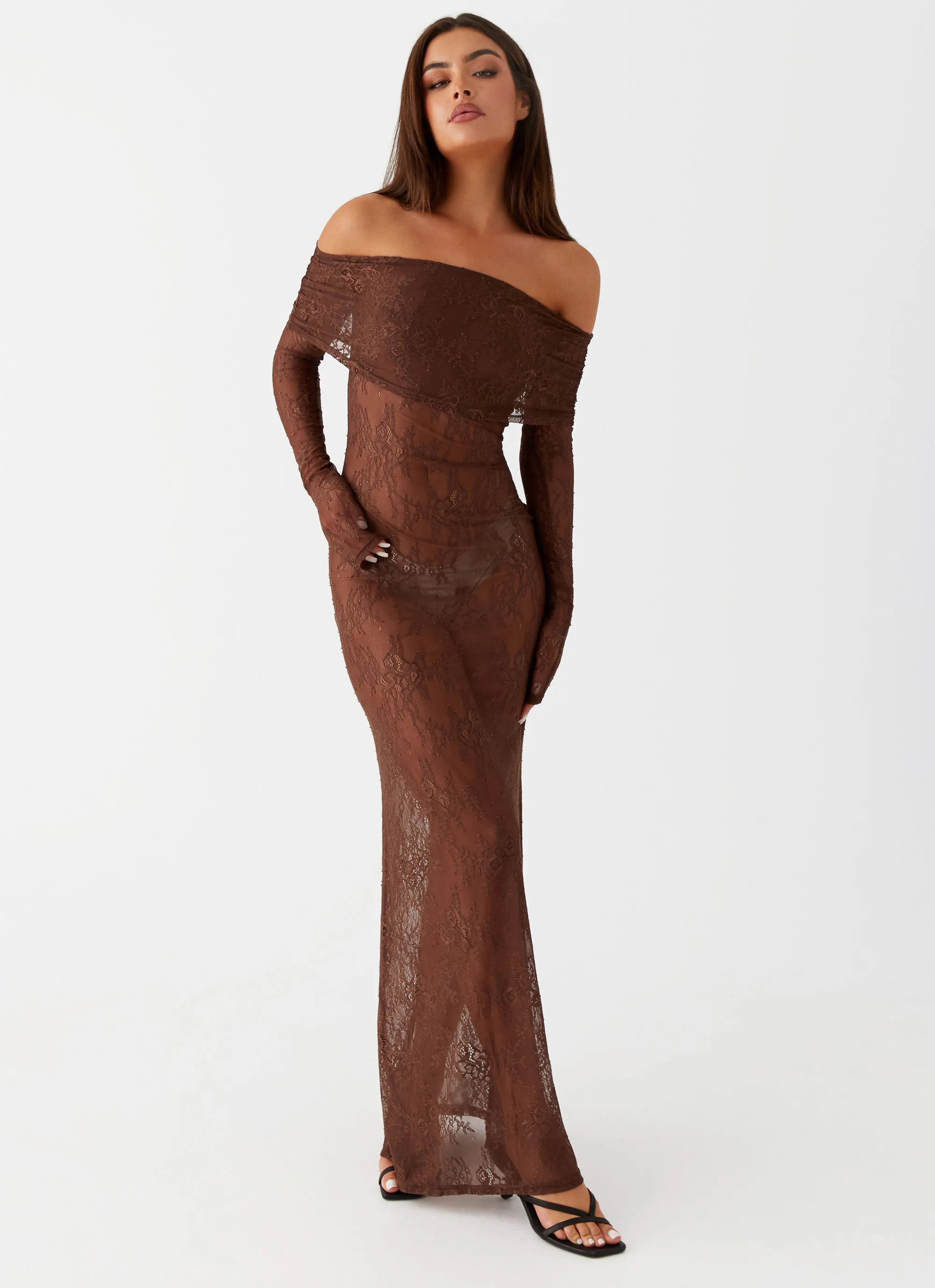 Nadia Lace Maxi Dress - Chocolate