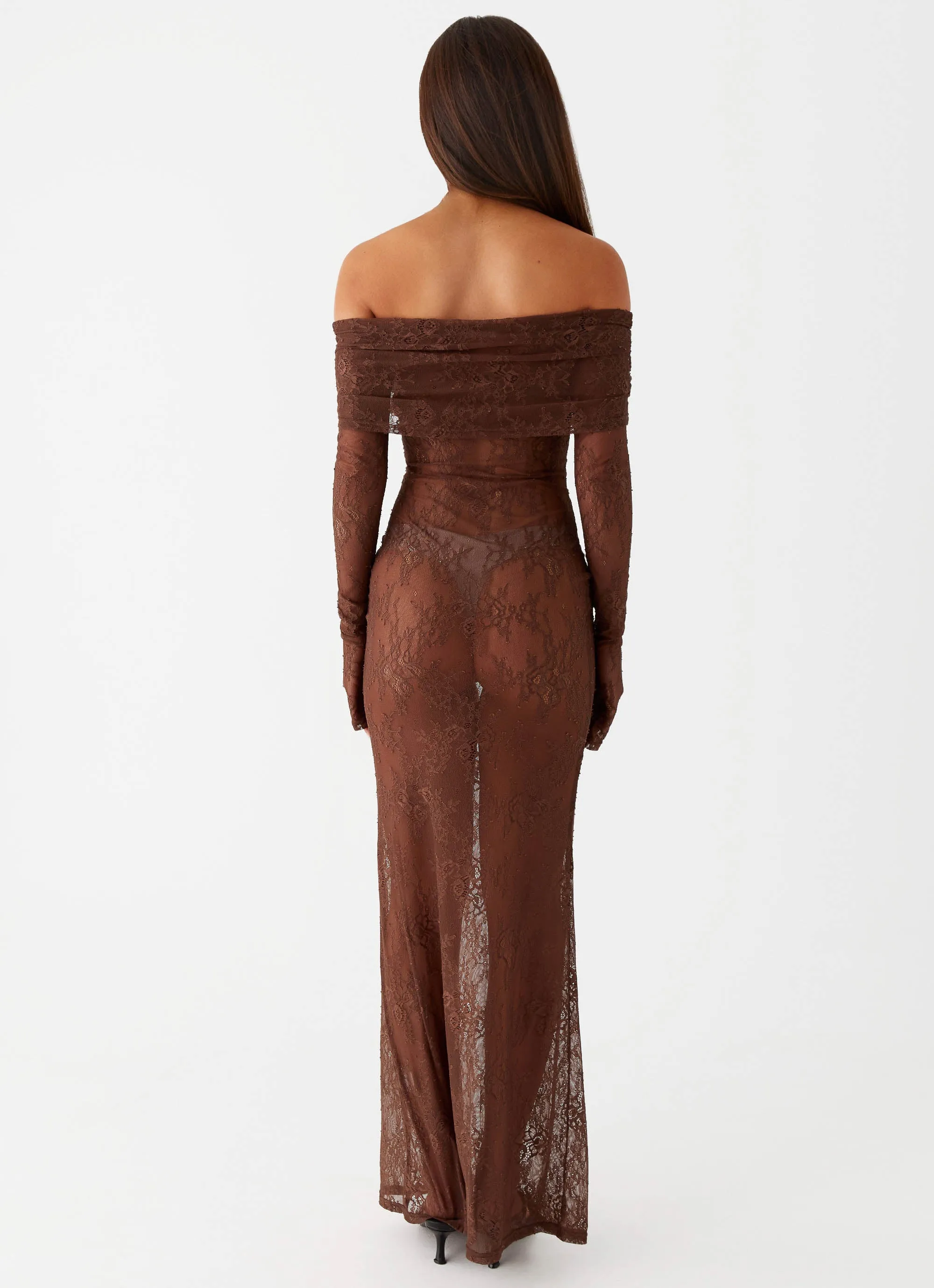 Nadia Lace Maxi Dress - Chocolate