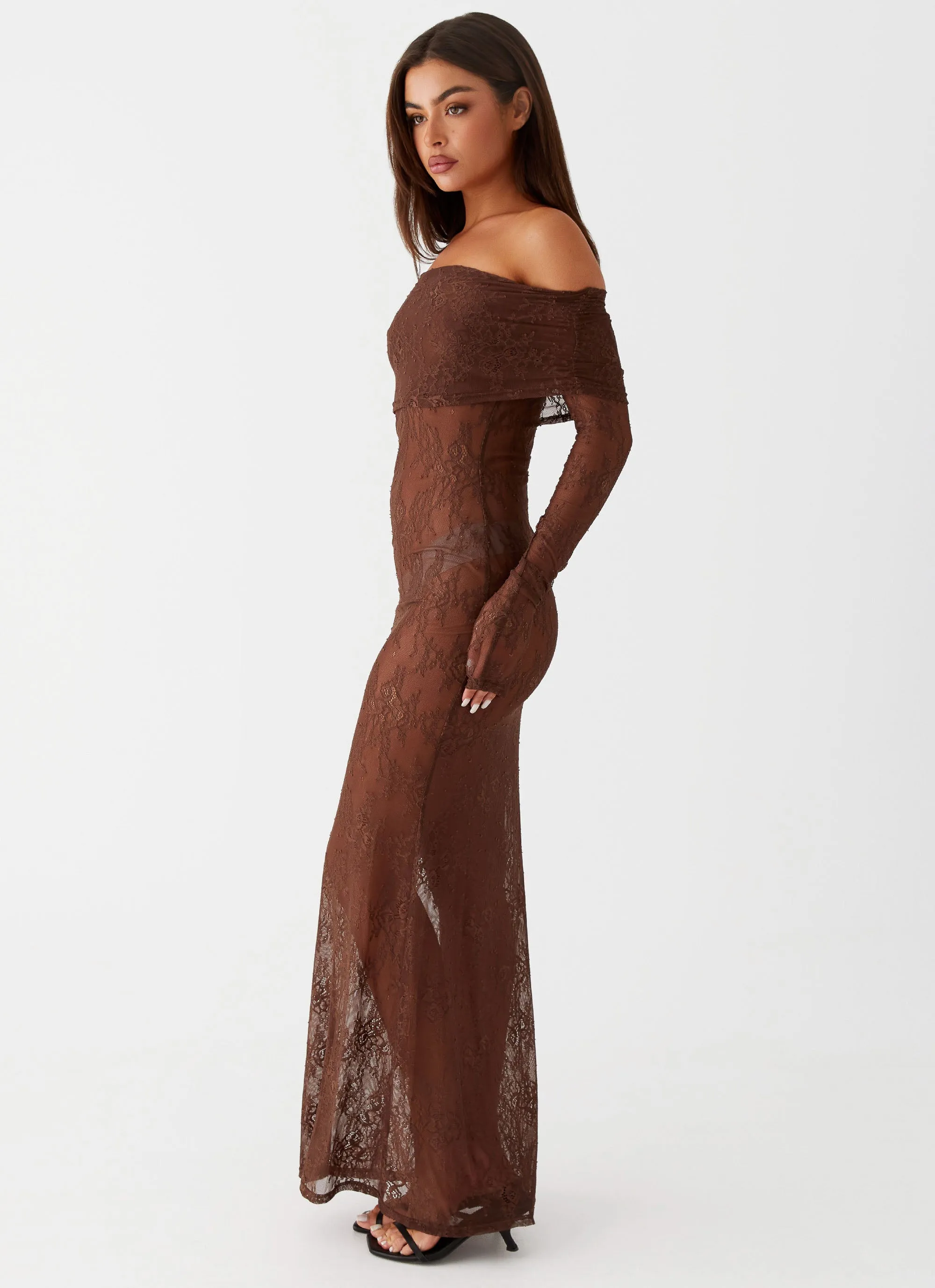 Nadia Lace Maxi Dress - Chocolate