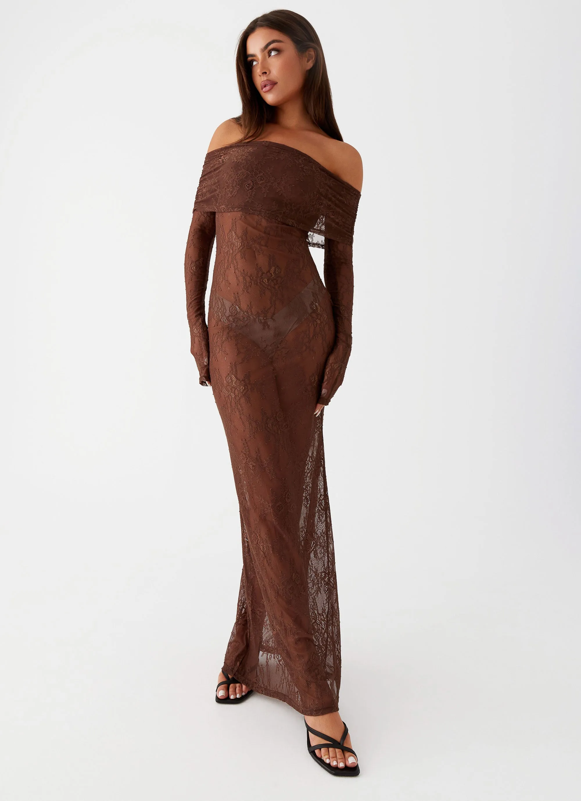 Nadia Lace Maxi Dress - Chocolate