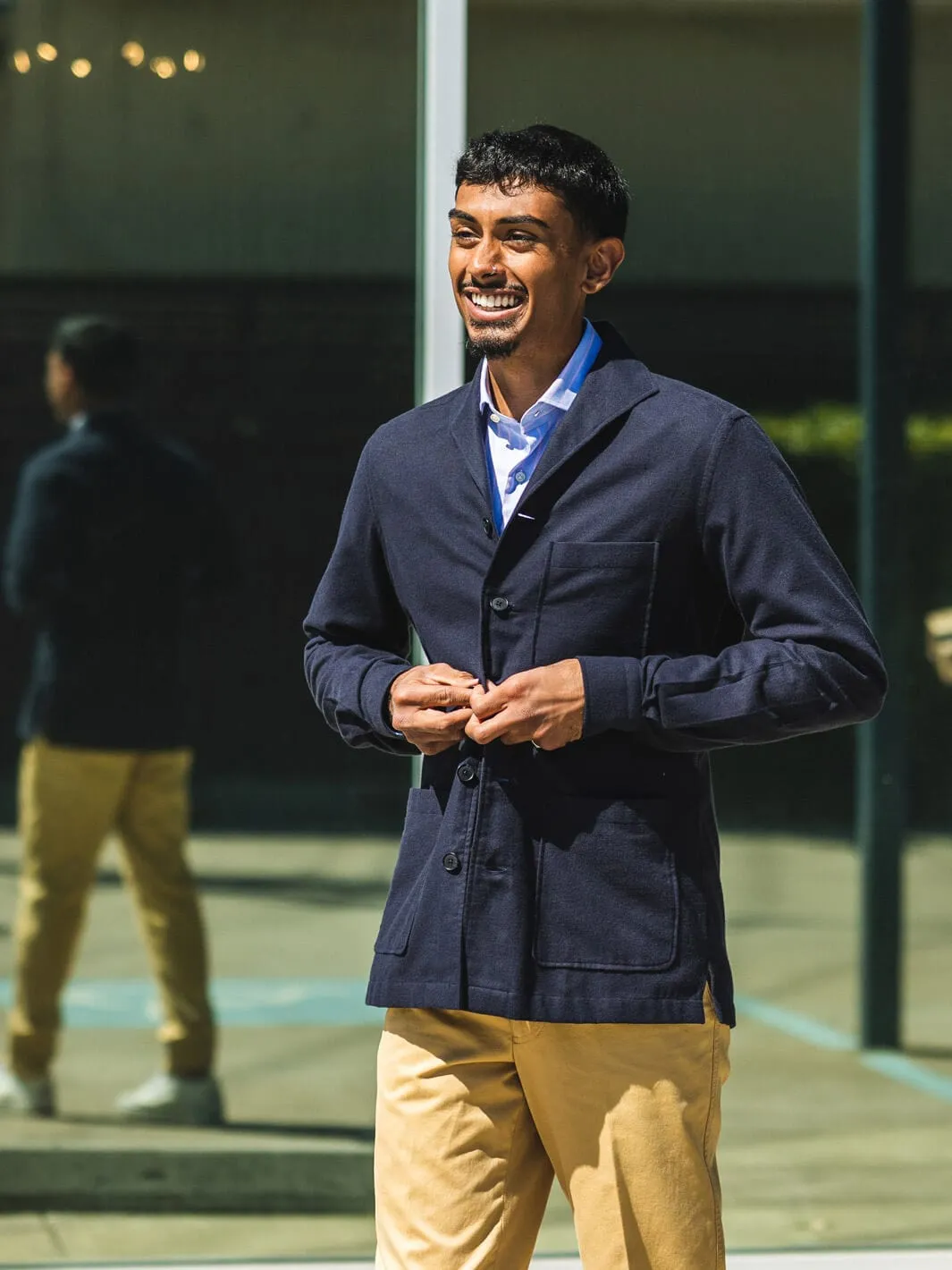 Navy Shawl Collar Overshirt