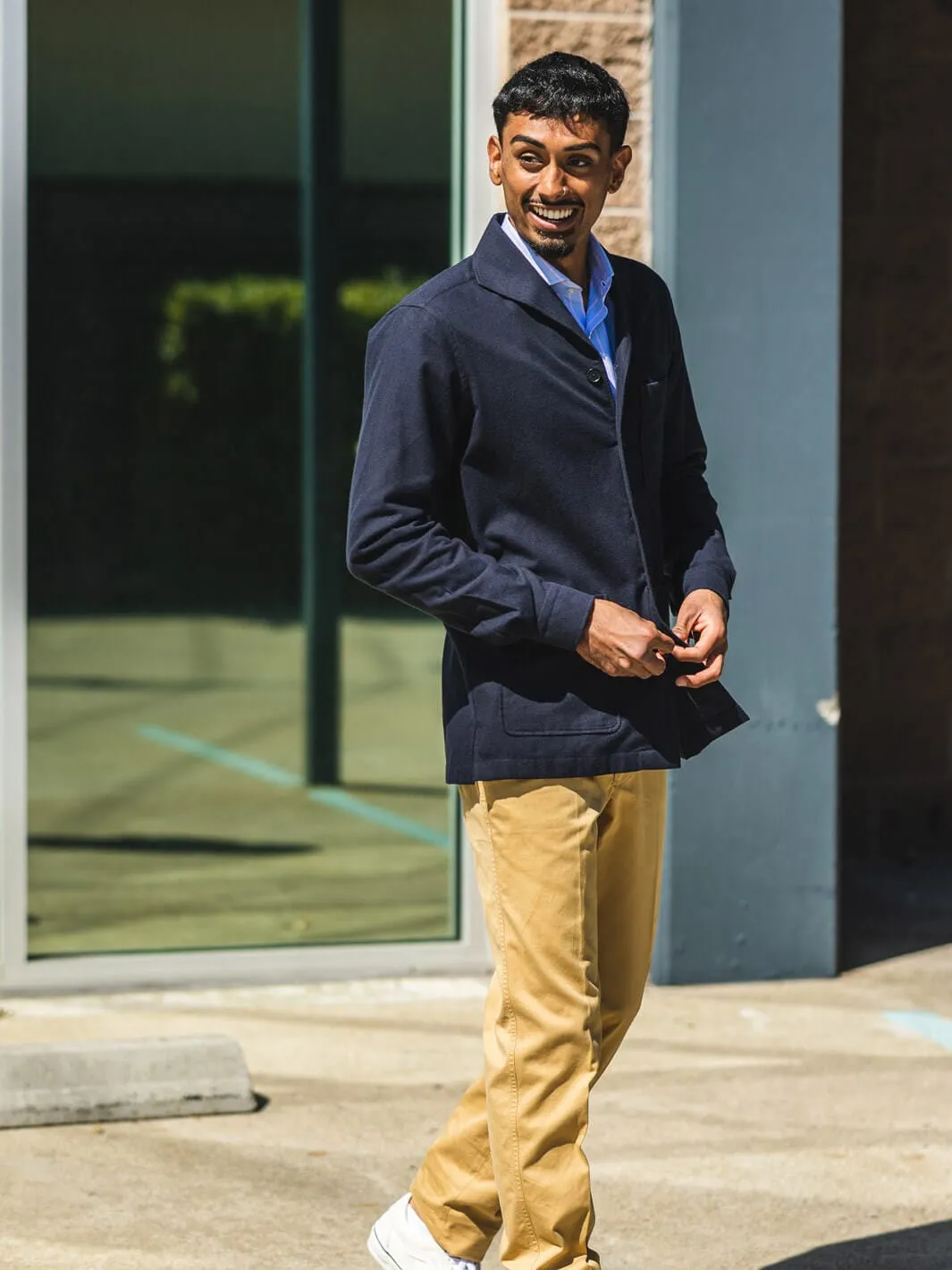 Navy Shawl Collar Overshirt