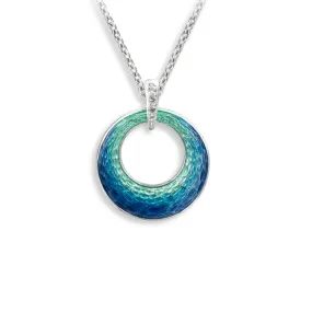 Nicole Barr Blue Enamel Round Cut-Out Pendant Necklace