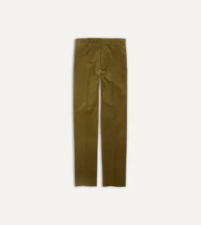 Olive Mid-Wale Corduroy Flat Front Trouser