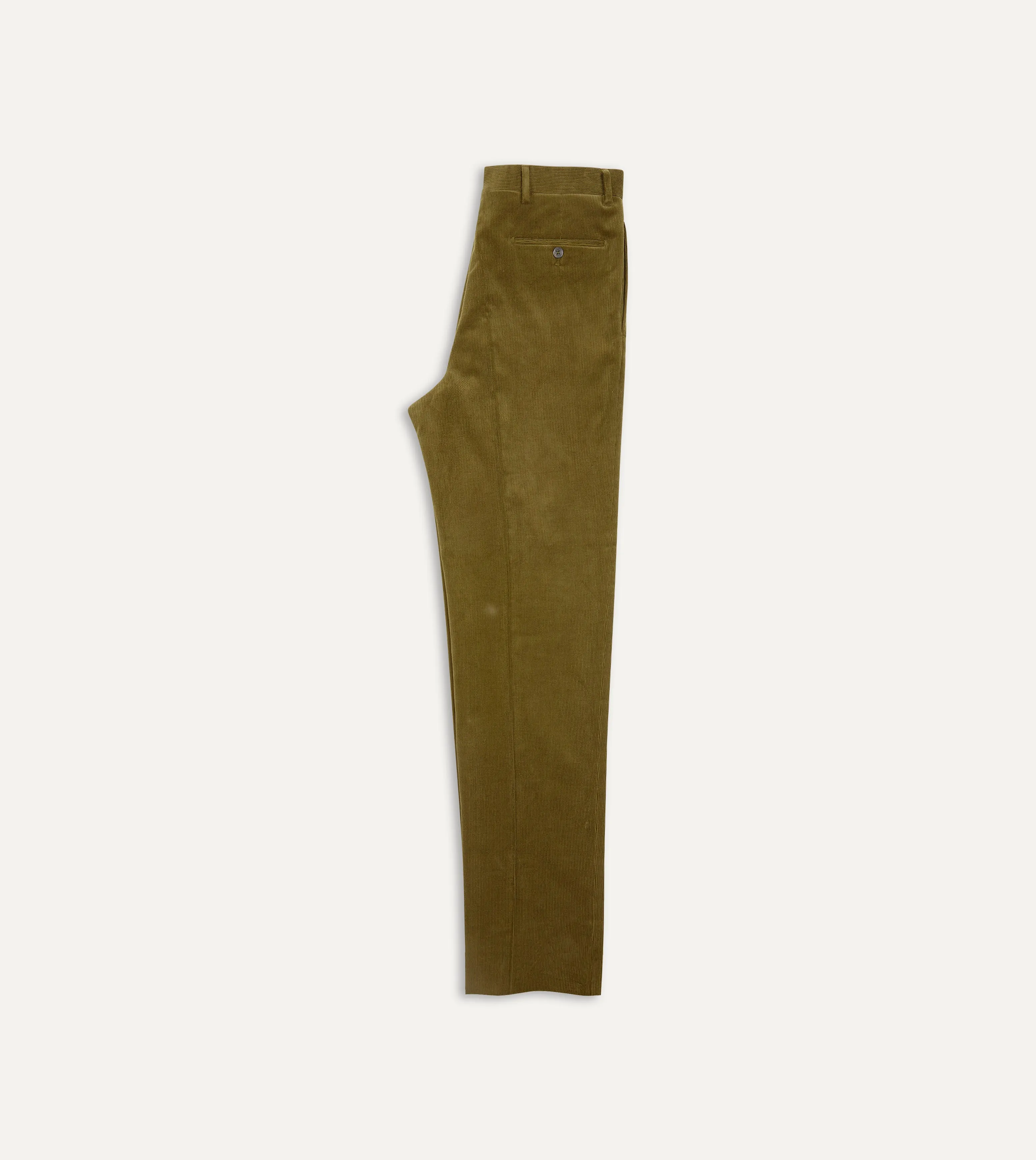 Olive Mid-Wale Corduroy Flat Front Trouser