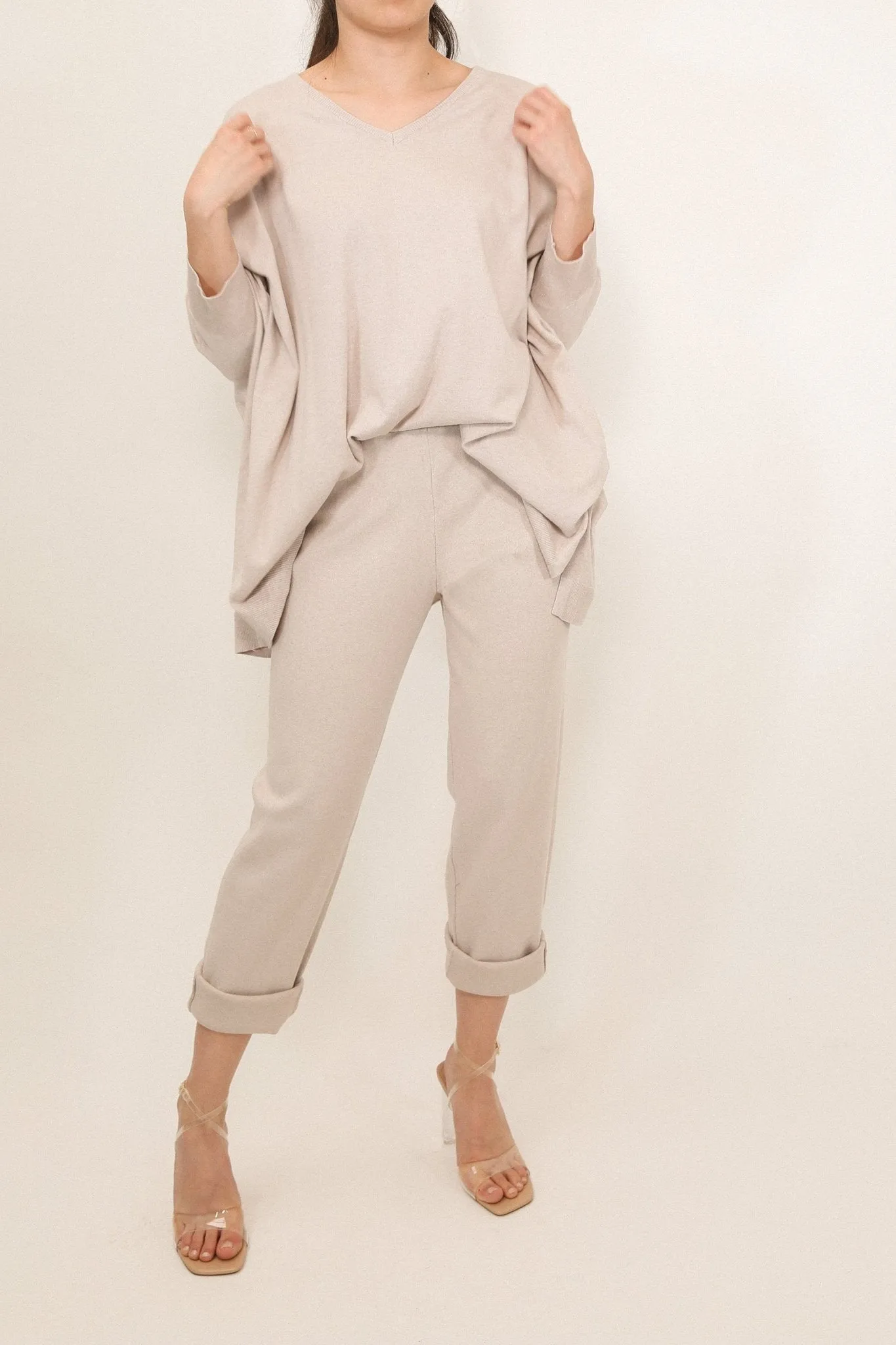 PAIGE PANT IN DOUBLE KNIT HEATHERED PIMA COTTON