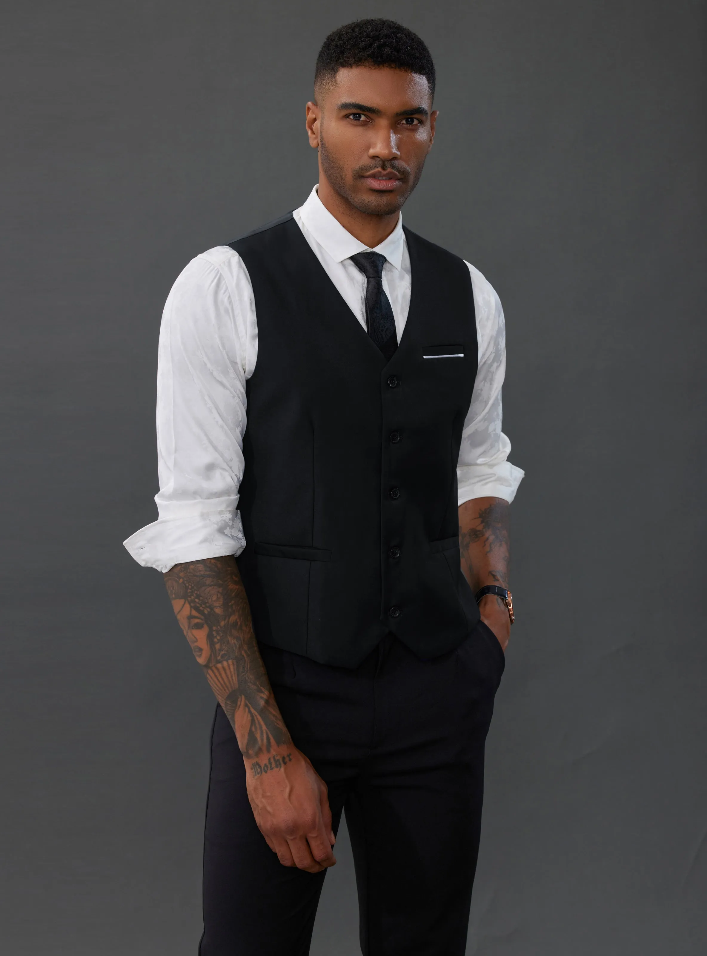 Paul Jones Mens Suit Vest Casual Business Waistcoat Regular Fit Formal Vest