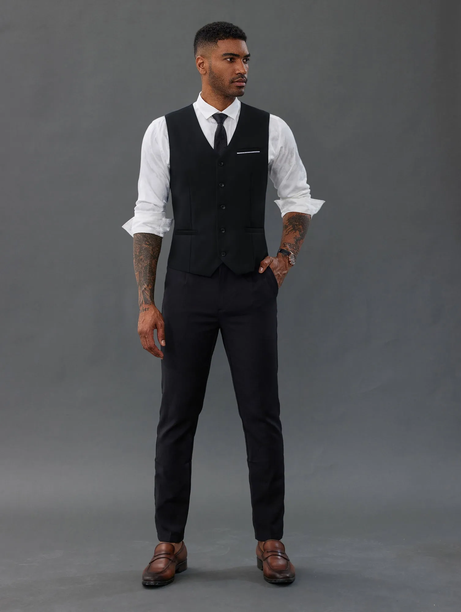 Paul Jones Mens Suit Vest Casual Business Waistcoat Regular Fit Formal Vest