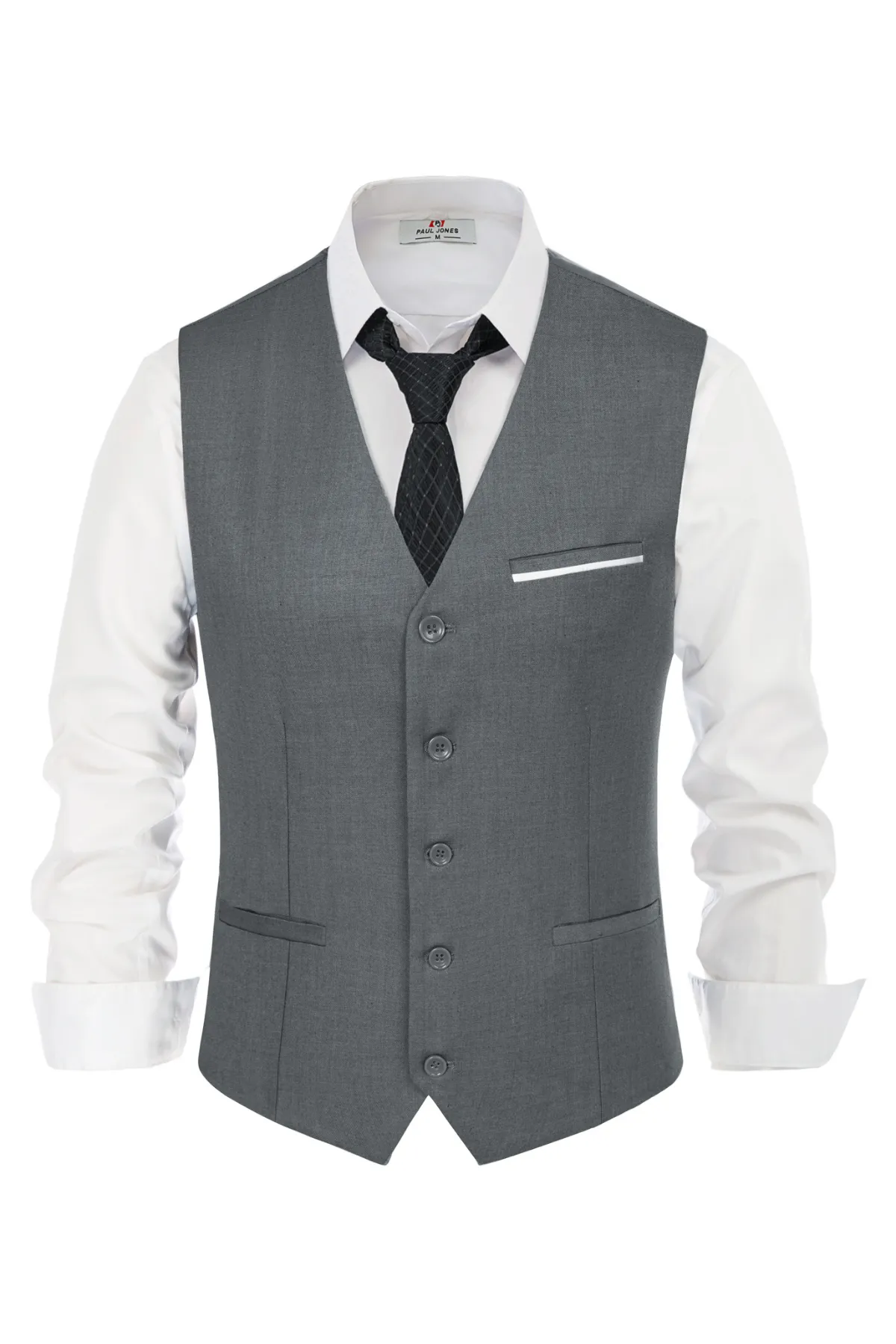 Paul Jones Mens Suit Vest Casual Business Waistcoat Regular Fit Formal Vest