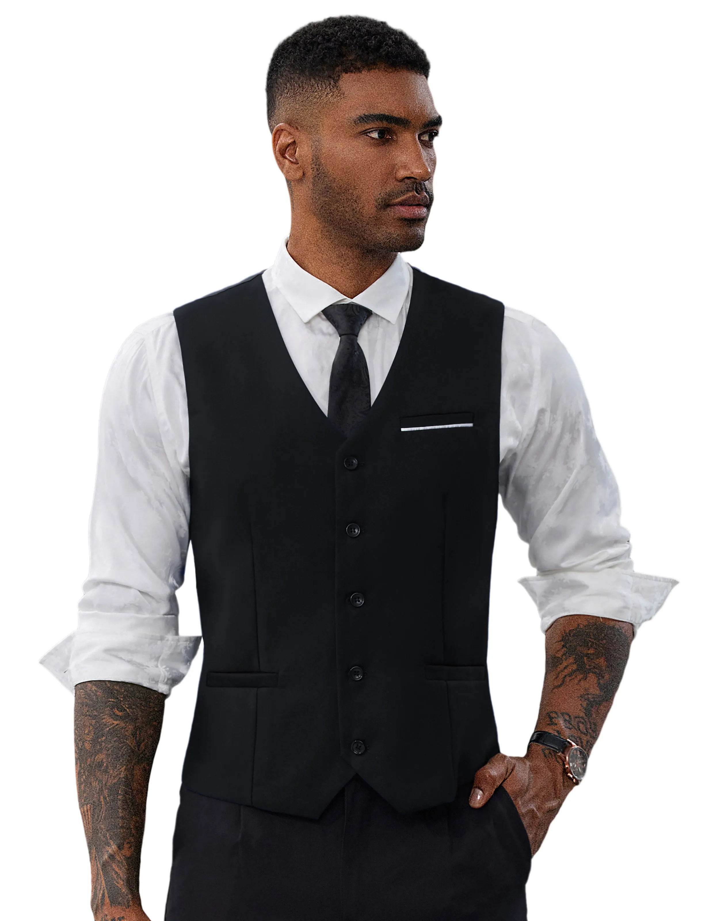 Paul Jones Mens Suit Vest Casual Business Waistcoat Regular Fit Formal Vest