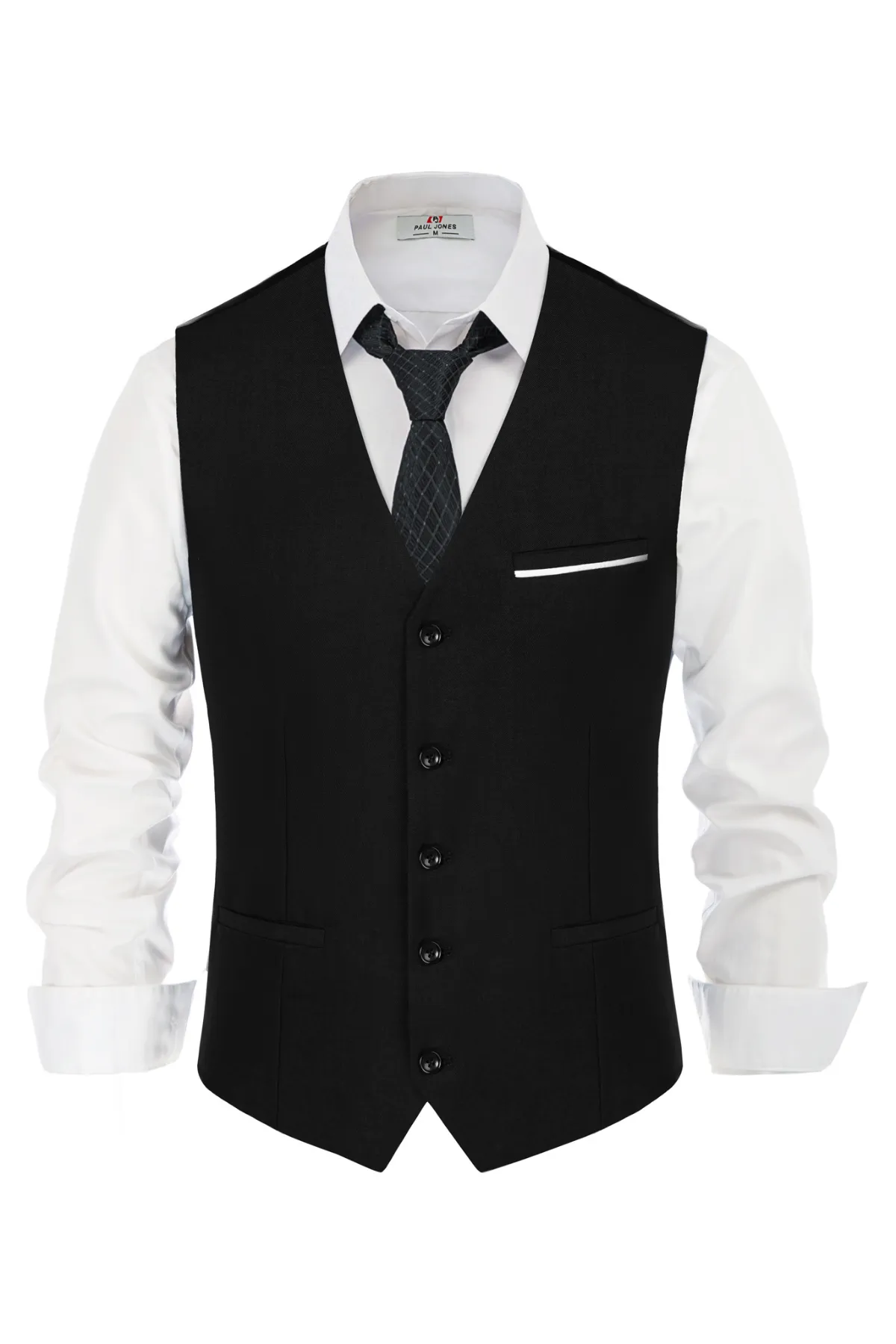 Paul Jones Mens Suit Vest Casual Business Waistcoat Regular Fit Formal Vest