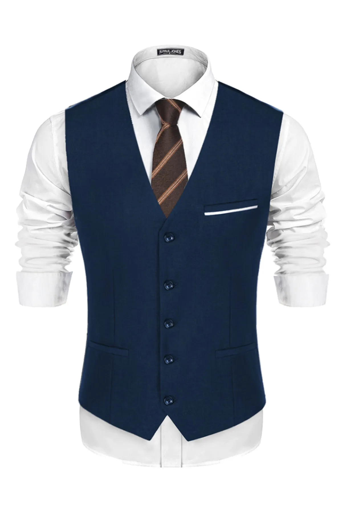 Paul Jones Mens Suit Vest Casual Business Waistcoat Regular Fit Formal Vest