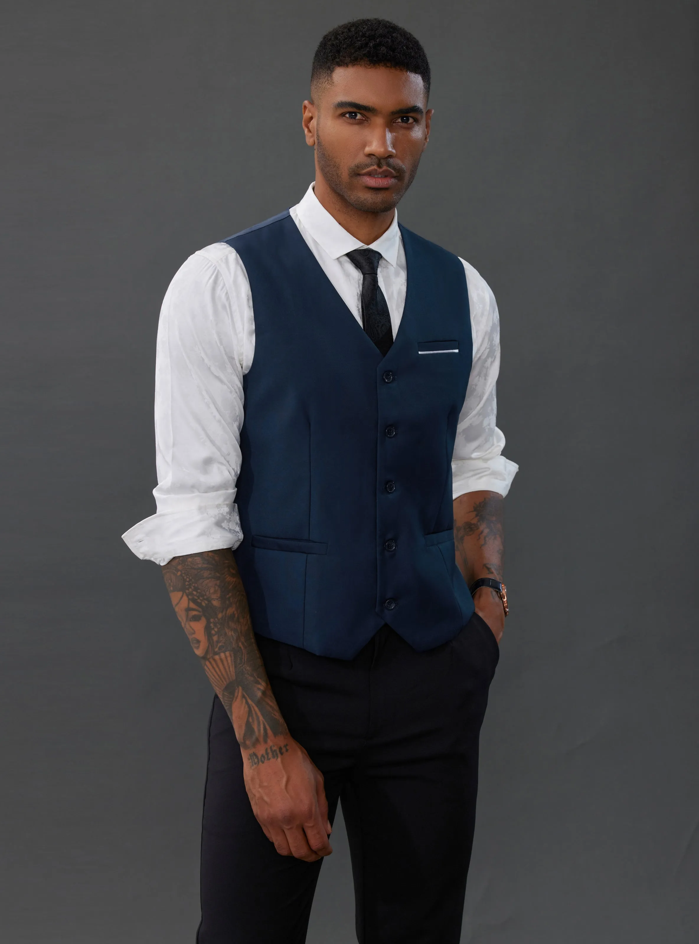 Paul Jones Mens Suit Vest Casual Business Waistcoat Regular Fit Formal Vest