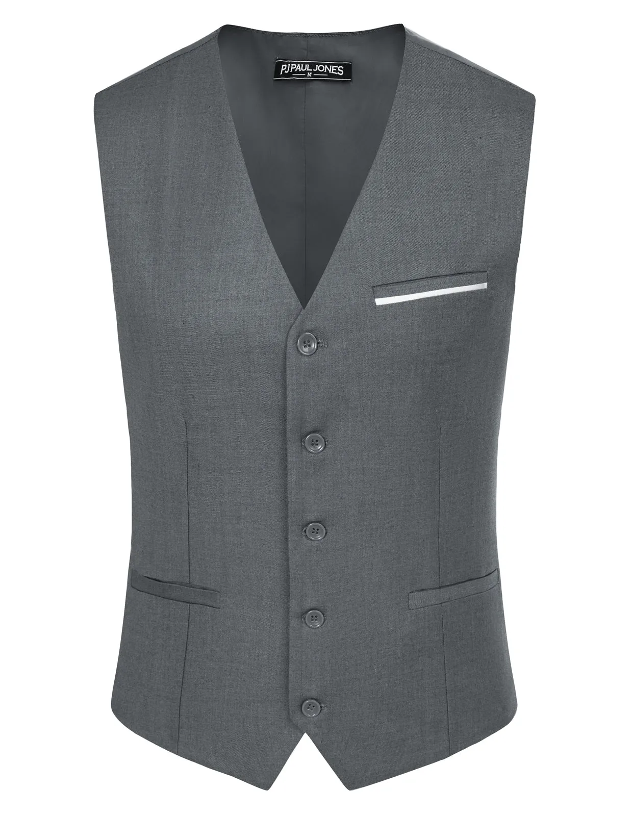 Paul Jones Mens Suit Vest Casual Business Waistcoat Regular Fit Formal Vest