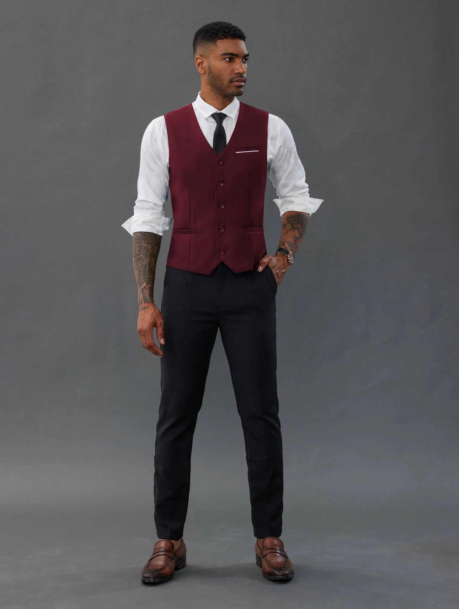 Paul Jones Mens Suit Vest Casual Business Waistcoat Regular Fit Formal Vest