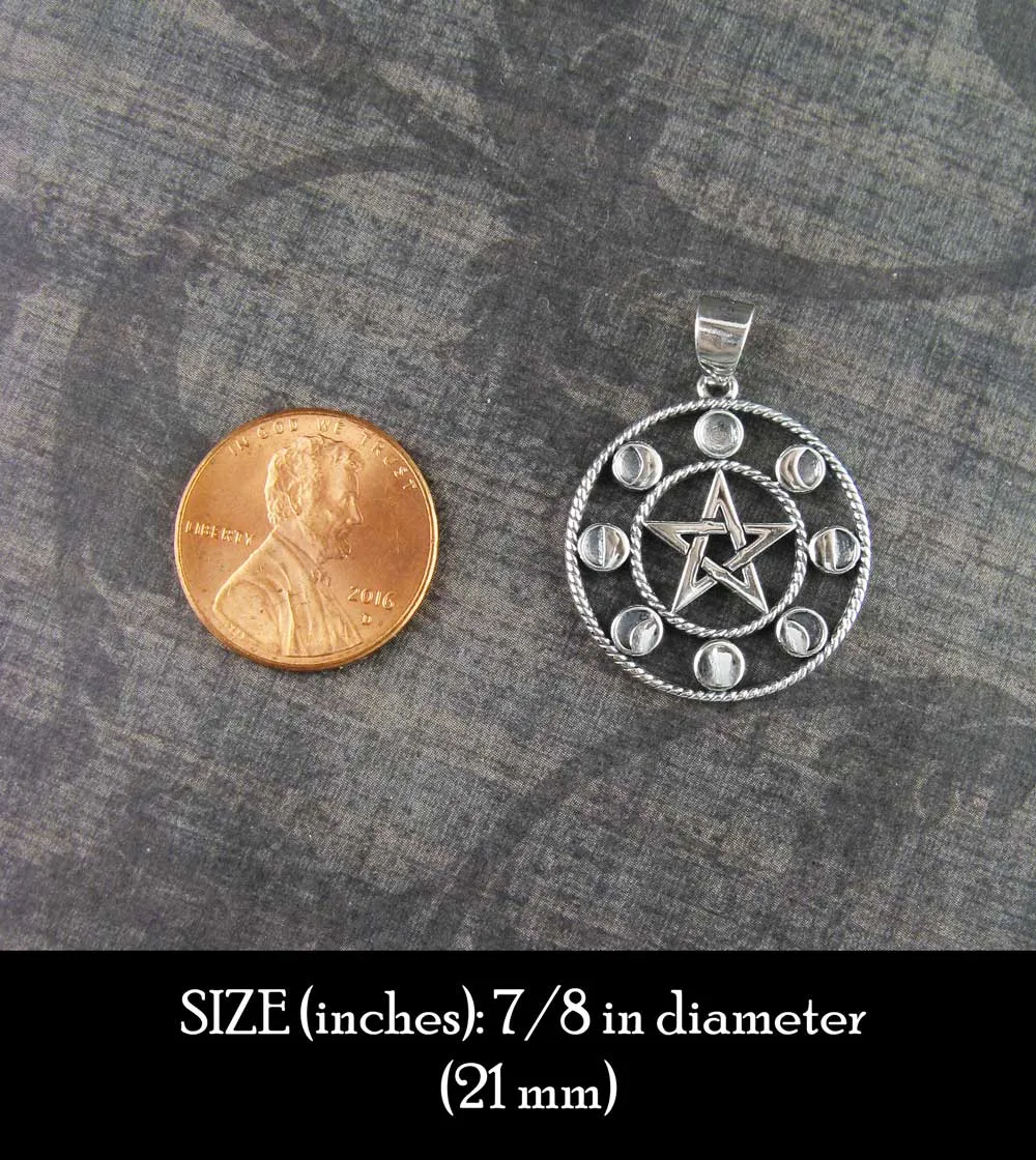 Pentacle With Phases of the Moon Pendant, 7/8