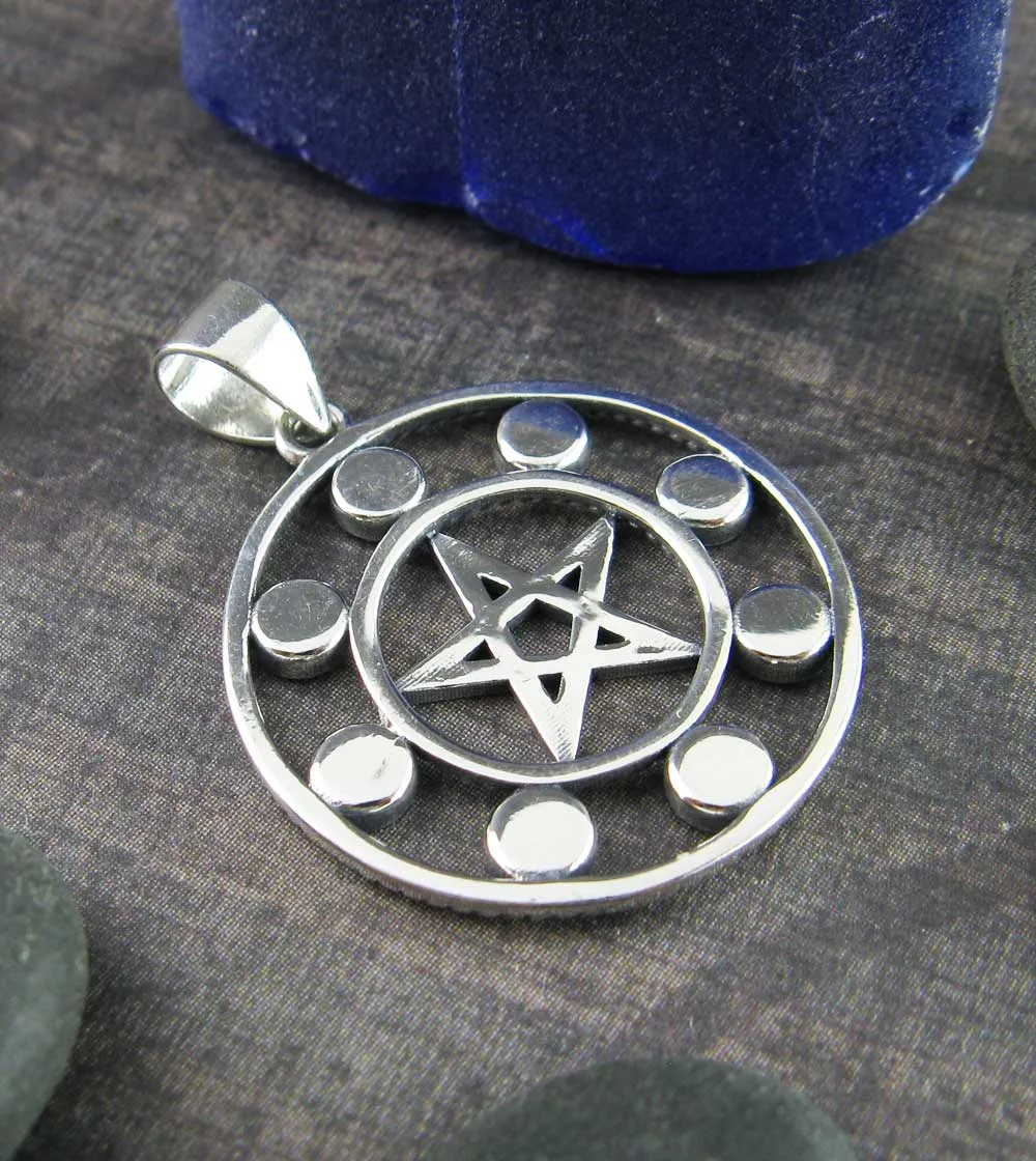 Pentacle With Phases of the Moon Pendant, 7/8