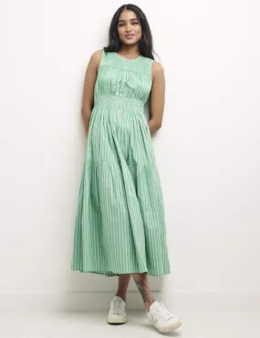 Petite Green Stripe Elora Midi Dress