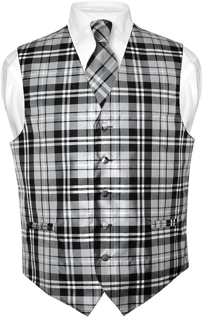 Plaid 2-Piece Vest and Tie Set