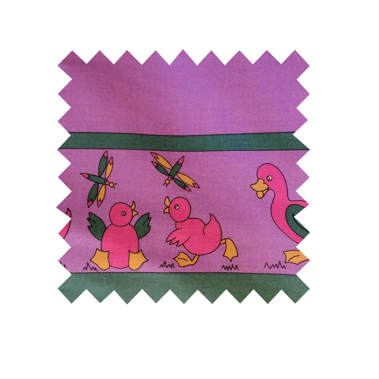 Plum Puddle Ducks Fabric - Cotton Twill