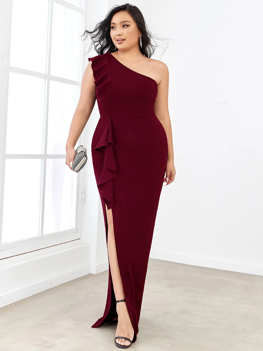 Plus Sleeveless Asymmetric Shoulders Pencil Wholesale Evening Dresses