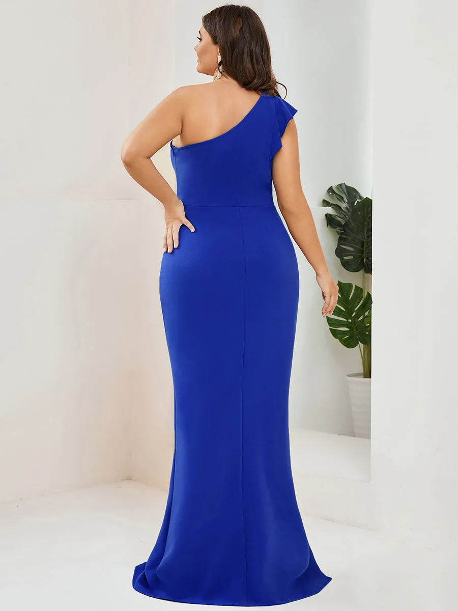 Plus Sleeveless Asymmetric Shoulders Pencil Wholesale Evening Dresses