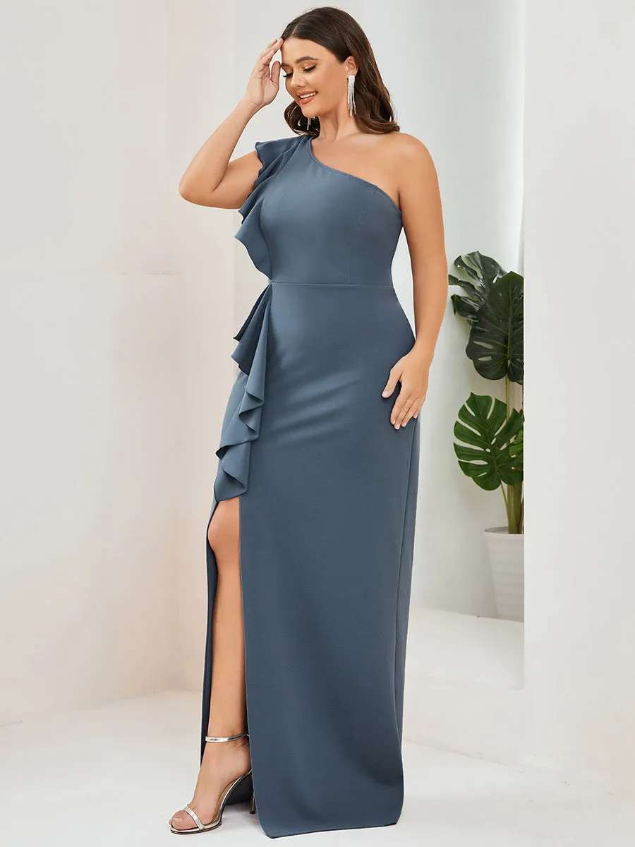 Plus Sleeveless Asymmetric Shoulders Pencil Wholesale Evening Dresses